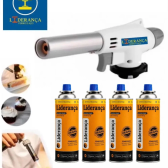 Imagem da oferta Kit Maçarico Portátil Automático com 4 Refis de Gás