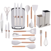 Imagem da oferta Kit Completo Jogo Utensílios de Cozinha Luxo 19 Peças Com Tábua em Silicone Espátula Faca Tesoura