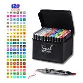 Imagem da oferta Kit 120 Canetinhas Permanente Duas Pontas Touch Marker Cores