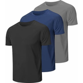 Imagem da oferta Kit 3 Camisetas Masculinas Poliéster Básicas Dry fit (BR Alfa G Regular Preto/Azul/Cinza)
