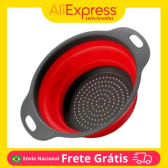 Imagem da oferta Escorredor Retrátil Silicone Redondo Prático Compacto Para Macarrão Frutas Legumes Cozinha Funcional Para Casa Louça