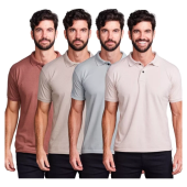 Imagem da oferta Kit 4 Camisas Masculinas Polo Piquet Elegance Alta Qualidade