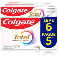 Imagem da oferta Creme Dental Colgate Total Clean Mint 90g 6 unidades