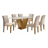 Imagem da oferta Mesa De Jantar Tampo Mdf 6 Cadeiras Espanha Espresso Ej