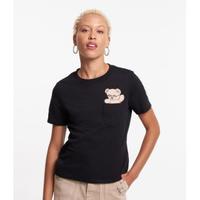 Imagem da oferta Blusa T-shirt em Meia Malha com Bolso e Estampa de Ursinho