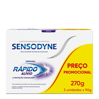 Imagem da oferta Kit Pasta de Dente Sensodyne Rápido Alívio Dentes Sensíveis Original 3 Unidades de 90g