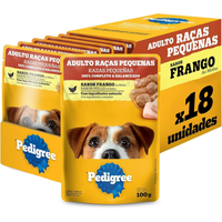 Imagem da oferta Pack Ração Úmida Pedigree Sachê Frango ao Molho para Cães Adultos de Raças Pequenas 100g - 18 unidades