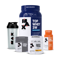 Imagem da oferta Kit Top whey 3W 900g pote Baunilha + Creatina 100g + Nigth Train Citrus + Fire White 60caps + Coqueteleira Incolor