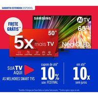 Imagem da oferta Seleção de TVs com até 26% de Desconto + 10% Parcelado com Cupom na Casas Bahia