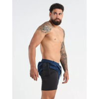 Imagem da oferta Short 2 Em 1 Bermuda Dry Fit Esportiva Com Bolso Interno Run