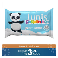 Imagem da oferta 4 Pacotes Toalhinhas Umedecidas Lunis Pequeninos Com 60 Unidades (240 Total)