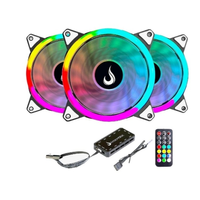 Imagem da oferta Kit Com 3 Ventoinhas Rise Mode Energy,120mm ARGB Preto - FN-02-RGB-5V