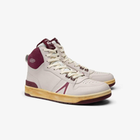 Imagem da oferta Tênis de Couro Lacoste Mid L001 com Contraste Masculino - Off White+Vinho