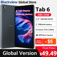 Imagem da oferta Blackview Tab 6 Tablet 8 ''Display HD Unisoc T310 3GB 32GB 4G 3.5mm jack 5580mAh Bateria GPS 5MP Câmera Android 11 Pad