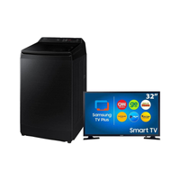 Imagem da oferta Lavadora de Roupas Samsung 17kg WA17CG Smart Digital Inverter Preta + Smart TV 32\" LED HD Samsung T4300 com Wi-Fi Espel