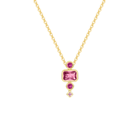 Imagem da oferta Colar Life Cora Prata Banho Ouro Amarelo Cristal Rosa