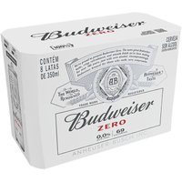 Imagem da oferta Pack Cerveja Budweiser Zero Álcool 350ml Lata - 8 unidades