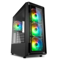 Imagem da oferta Gabinete Gamer Sharkoon TK4 LED RGB 4x Cooler Fan (3x Frontal e 1x Traseira) Lateral em Vidro Temperado - TK4RGB