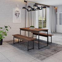 Imagem da oferta Conjunto Mesa de Jantar com 2 Bancos Estilo Industrial Active Yescasa Nogal