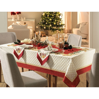 Imagem da oferta Toalha de Mesa Quadrada Karsten Sinos de Natal com Efeito Ouro 4 Lugares 1,40m x 1,40m