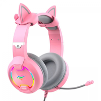 Imagem da oferta Headset Gamer Havit H2233D Cat RGB 3.5mm Drivers de 40mm Pink