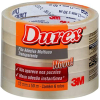 Imagem da oferta Durex 3M Fita Adesiva Transparente 12mm x 40m 6 rolos