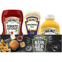 Imagem da oferta Pack Hamburger Heinz Ketchup 397g + Maionese 215g + Mostarda 255g