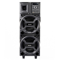 Imagem da oferta Torre de Som Amvox Duplo 8 Black ACA1101 com Luz de LED 2 Woofers de 8" Bluetooth Entradas UBS SD e Microfones - 1100W