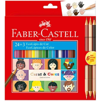 Imagem da oferta Lápis de Cor Faber-Castell Ecolápis Caras & Cores 120124CC 24 Cores + 3 Tons de Pele