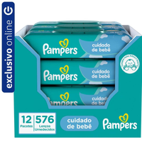 Imagem da oferta 12 Pacotes Lenços Umedecidos Pampers Cuidado de Bebê - 576 Unidades