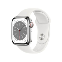 Imagem da oferta Apple Watch Series 8 41mm GPS + Cellular Caixa Prateada Aço Inoxidável Pulseira Esportiva Branca - Apple Watch Series