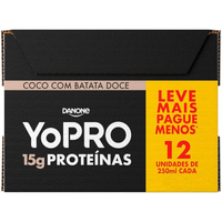 Imagem da oferta YoPRO Bebida Láctea UHT Coco com Batata-Doce 15g de proteínas 250ml - 12 unidades