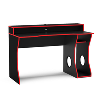 Imagem da oferta Mesa para Computador/Gamer Politorno Fremont com 1 Nicho e 1 Prateleira - Preto/Vermelho