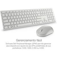 Imagem da oferta Teclado e mouse sem fio Dell Pro KM5221W Branco