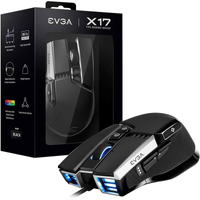 Imagem da oferta EVGA Mouse para jogos X17 com fio preto personalizável 16.000 DPI 5 perfis 10 botões ergonômico 903-W1-17BK-KR