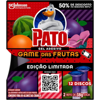 Imagem da oferta Desodorizador Sanitário Pato Gel Adesivo Edição Limitada Game das Frutas Refil 12 Discos