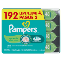 Imagem da oferta Lenços Umedecidos Pampers Aroma de Aloe Vera 192 Unidades