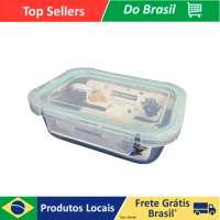 Imagem da oferta Pote Vasilha Lancheira de Vidro Hermético 700ml c/ Travas Vedação a Prova de Vazamento