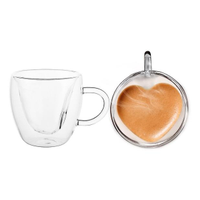 Imagem da oferta Kit 2 Xícaras Coração P Chá e Café Vidro Parede Dupla 80ml