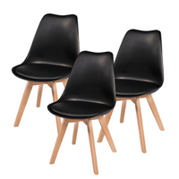 Imagem da oferta Kit Com 3 Cadeiras Leda Charles Eames Saarinen Wood Com Almofada