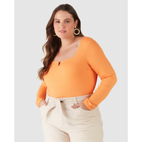 Imagem da oferta Blusa Justa Feminina Plus Size Malha Viscose Canelada Laranja