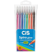 Imagem da oferta Caneta Esferográfica Spiro Glow Cis Multicor Estojo com 8 Unidades