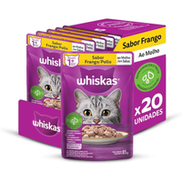 Imagem da oferta Pack Ração Úmida Whiskas Sachê Frango ao Molho para Gatos Adultos 85 g - 20 unidades