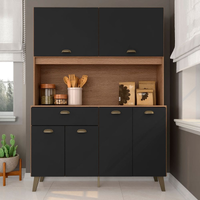 Imagem da oferta Armário Kit De Cozinha Emily 120cm Carvalho/preto - Móveis Arapongas