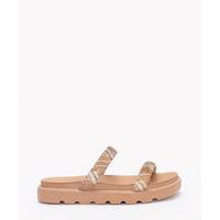 Imagem da oferta Sandália flatform tiras brilhos vizzano bege médio