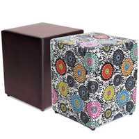 Imagem da oferta Kit 2 Puffs Quadrados Decorativo 45cm Preto Courvin + Estampado BF Colchões