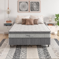 Imagem da oferta Cama Box Queen Size Herval Ômega com Pillow Top e Molas Ensacadas 61x158x198cm - Cinza/Branco