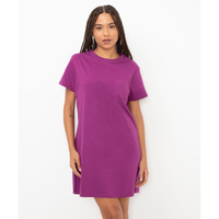 Imagem da oferta vestido básico de algodão manga curta roxo