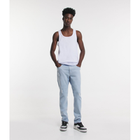 Imagem da oferta Calça Slim Jeans Delavê com Pequenos Puídos Azul Claro