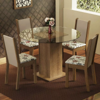 Imagem da oferta Conjunto Sala Jantar Nanda Madesa Mesa Tam Vid Red 4 Caderch